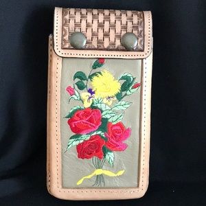 All leather handmade cell phone carrier